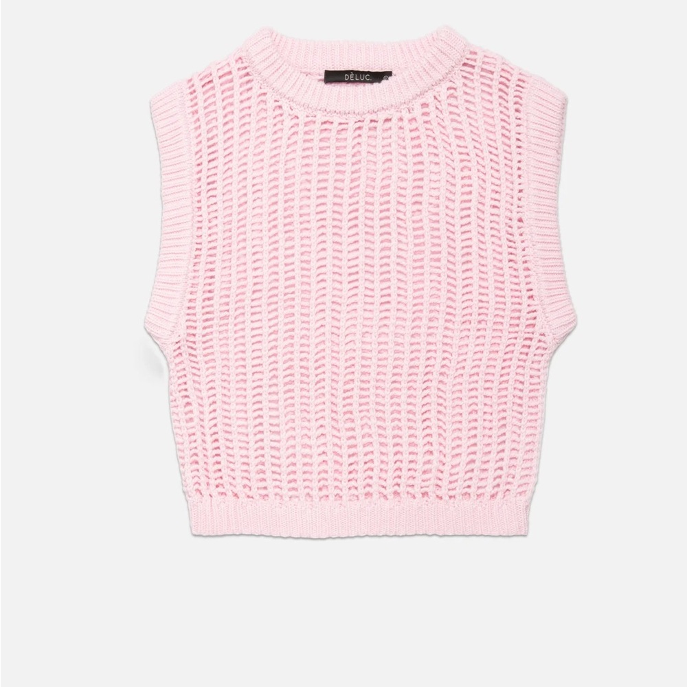 Deluc Pink Cropped Knit Sleeveless Top - Picture 2 of 10